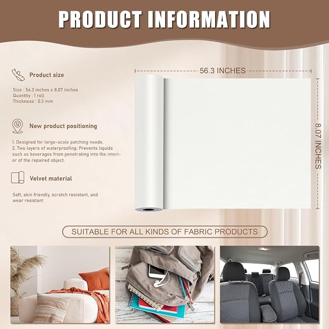 Azobur Couch Patches, Extra-Large Durable Fabric Tape, Waterproof, Self-Adhesive - Image 3