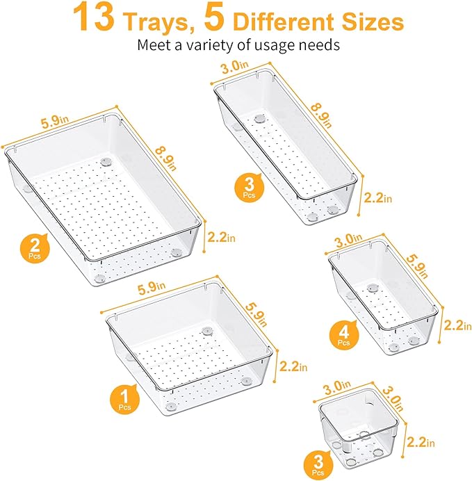 SMARTAKE 13-Piece Drawer Organizers - Image 3