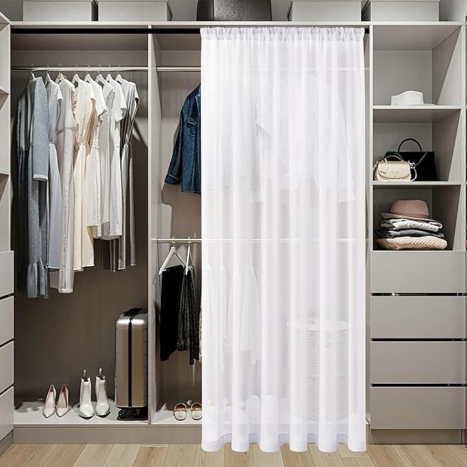 Tollpiz Sheer Door Curtains Closet Linen Textured Curtains Sheer Doorway Light - Image 3