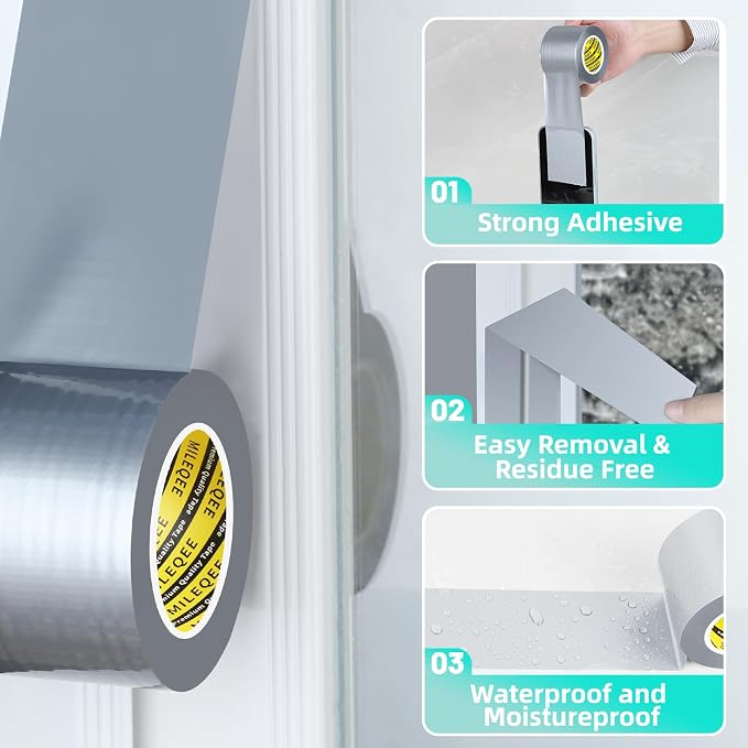 Window Weather Stripping Door Seal Tape Silver, 2in x 66FT, Automotive - Image 4