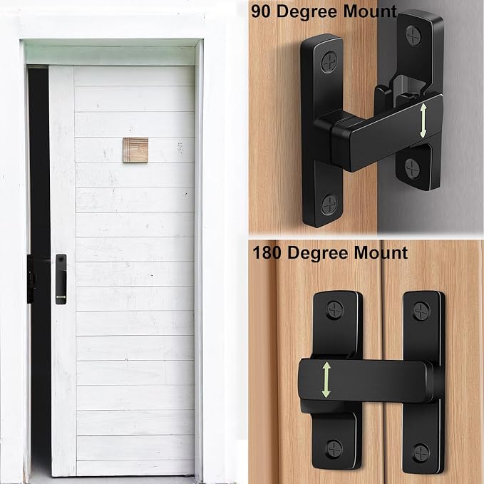 90/180 Degree Barn Door Lock, Small Flip Gate Latches Protect Privacy Sliding - Image 2
