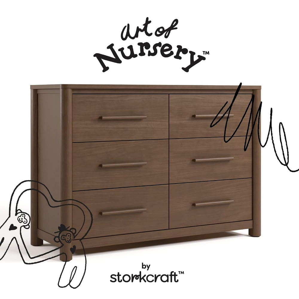 Storkcraft Malta 6 Drawer Dresser, Hazelnut