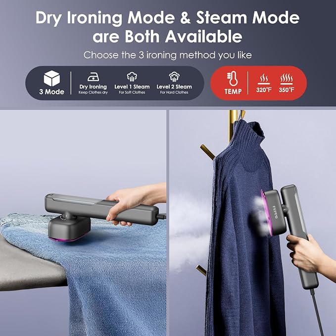 FEPPO Travel Steamer for Clothes, 110-240V Dual Voltage Portable Steamer & Iron - Image 5