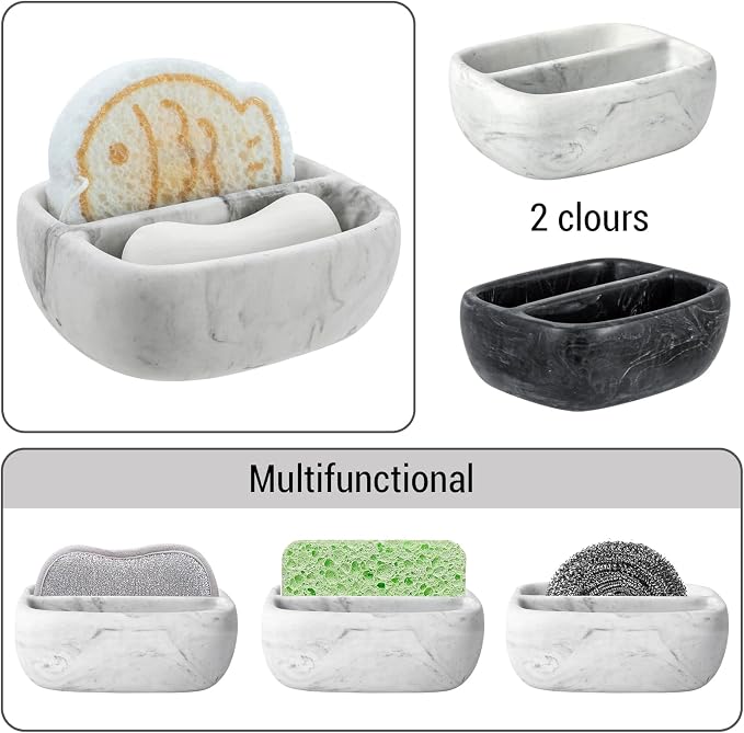 MyGift Modern White Resin Sponge Holder - Image 6