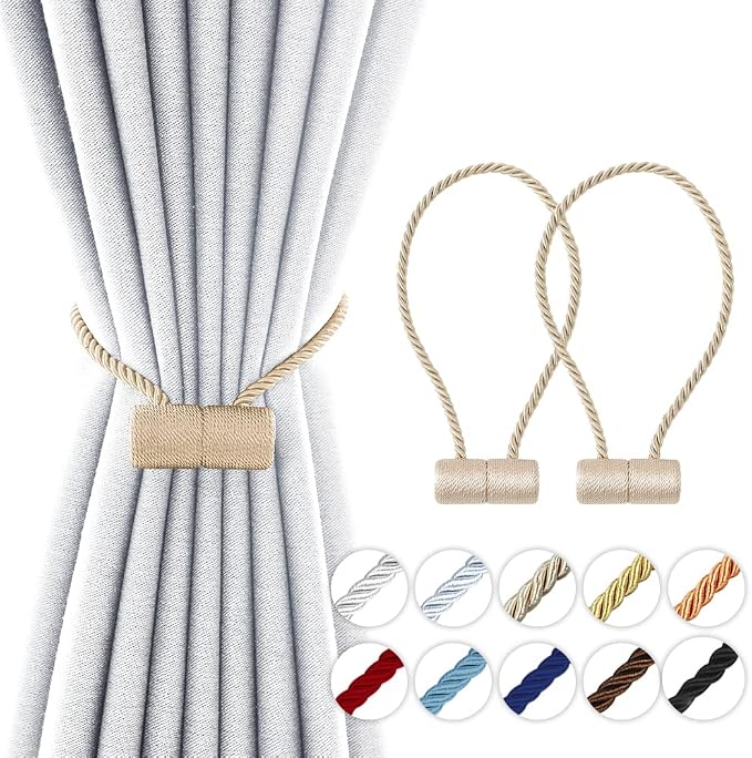 18 Inch Strong Magnetic Curtain Tiebacks, Curtain Holdbacks Modern Upgrade by YUNTUOO