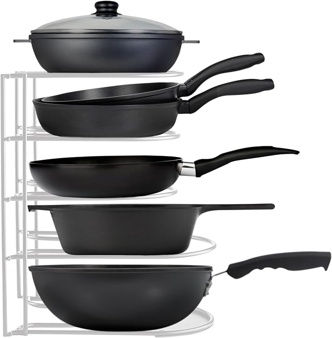 Heavy-Duty Pots and Pans Organizer | 5-Tier Cookware & Lid Storage Rack | by Extreme+Matters