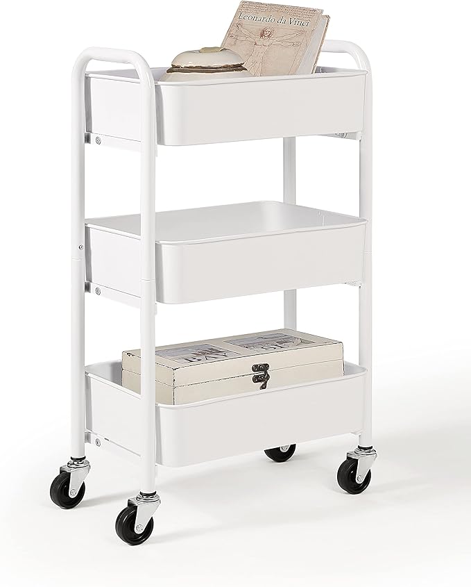 SunnyPoint 3-Tier Delicate Compact Rolling Metal Storage Organizer by SunnyPoint