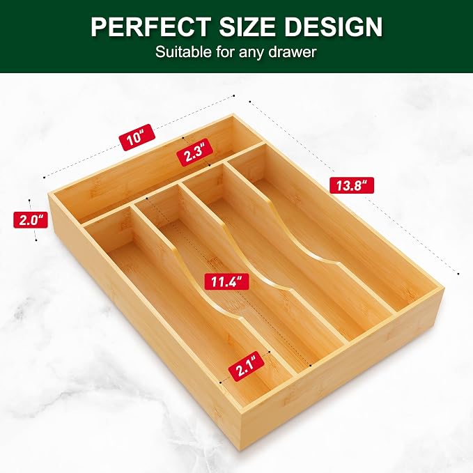 Bellsal Utensil Organizer 10 Inch Silverware Tray - Image 3