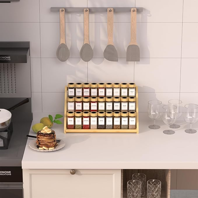 Bamboo Tiered Spice Rack, for Countertop Spice Organizer for Pantry Spice Shelf - Image 5