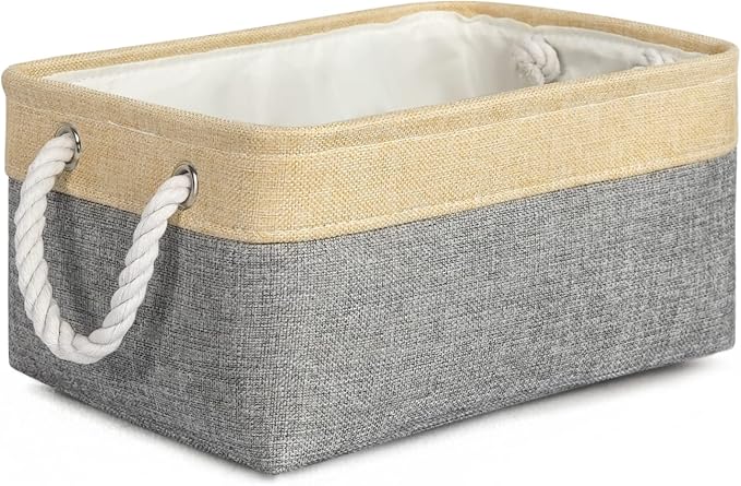TheWarmHome Decorative Basket Rectangular Fabric Storage Bin Organizer Basket by TheWarmHome