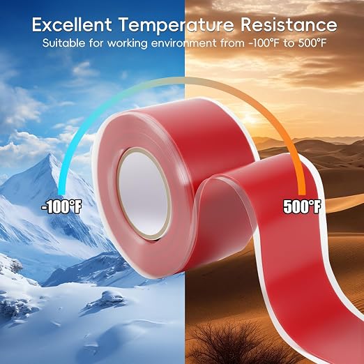 Self Fusing Silicone Tape 4 Rolls 1 in x 10' Red Waterproof Rescue Tape Rubber - Image 5