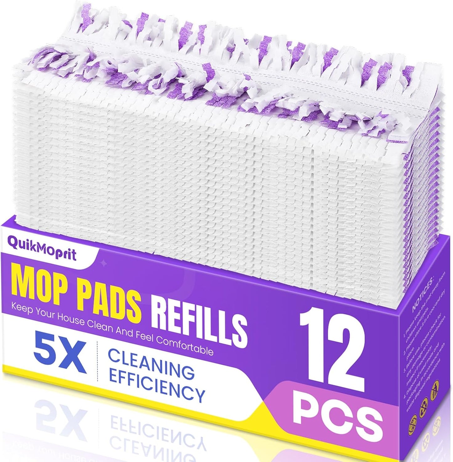 12 Pcs Power Mop Refills Pad, 5X Cleaning Multi-Surface Replacement for Swiffer Power Mop, Wet Pads Refill for Wood Floors & More, Compatible with Swiffer PowerMop Pads & Mopping Refills