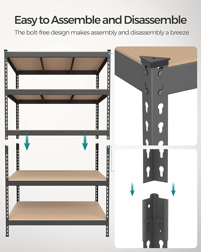 SONGMICS 5-Tier Storage Shelves, Load 2310 lb, Boltless Assembly, Adjustable - Image 6