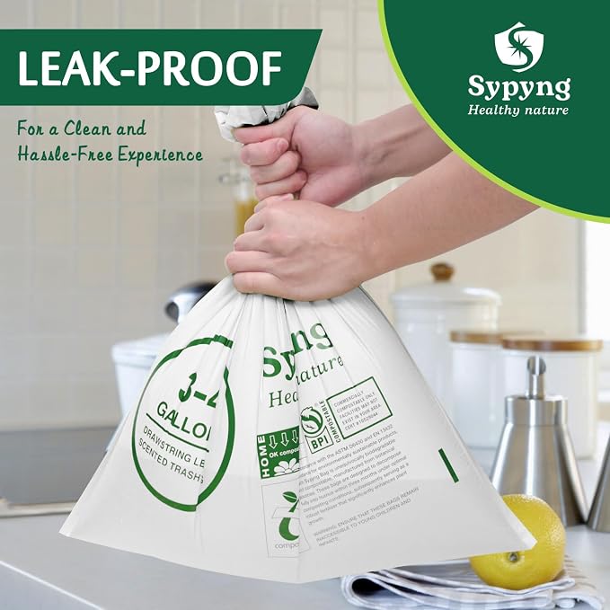 Compostable Kitchen Waste Trash Bags 3-4 Gallon Heavy Duty 100% Biodegradable - Image 5