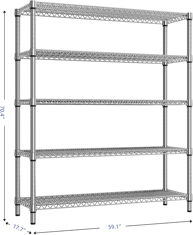 2200 Lbs 5 Tier Storage Rack Metal Wire Shelving Unit, Storage Standing Shelf - Image 3