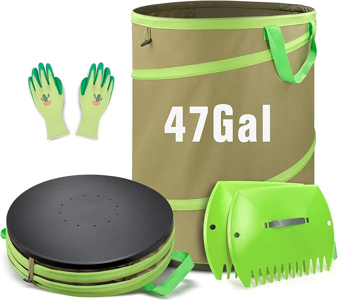 Colwelt Collapsible Garden Bag 47Gallon, Collapsible Leaf Bags by Colwelt