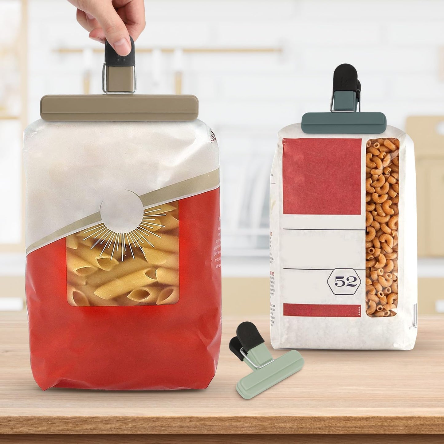 Chip Clips, 8 Pack Food Clips, Upgrade Wide Open Bag Clip for Food Storage with Air Tight Seal Grip Neutral Color (4 x L, 4 x S)