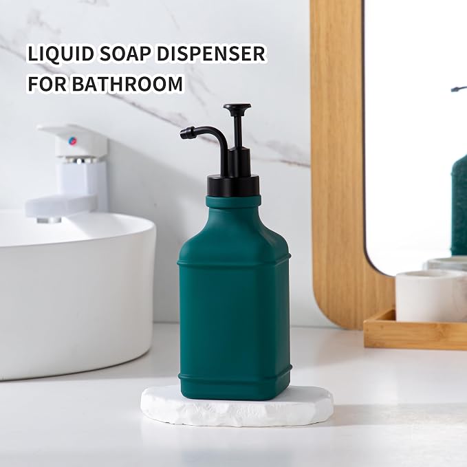 Enra Glass Soap Dispenser with Clear Window, 12oz Matte Stainless Steel Hand - Image 6