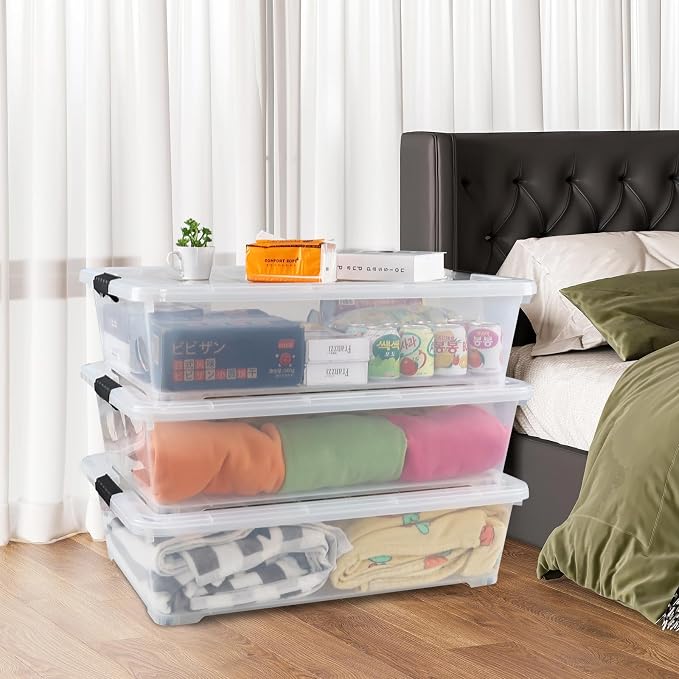 3-Pack 50 Quart Under the Bed Low Profile Storage Boxes, Large Under Bed - Image 6