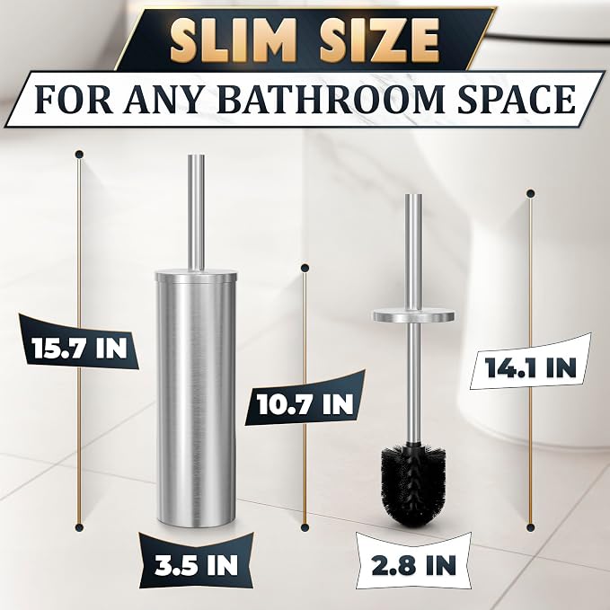 Stylish Stainless Steel Toilet Brush and Holder Set - Image 2