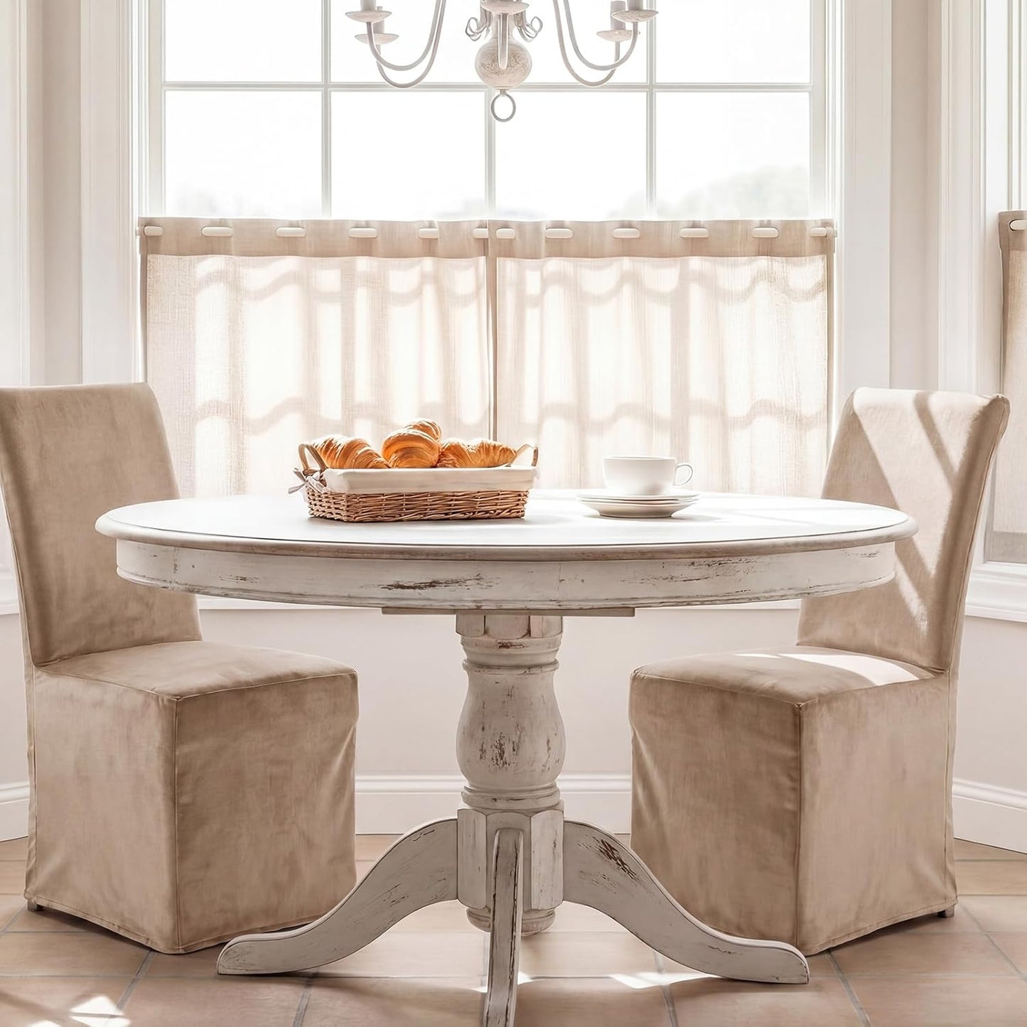 Moukeren Set of 4 Velvet Stretch Chair Covers Stretch Slipcovers Fur Chairs Cover Soft Removable Long Solid Slipcover for Wedding Dining Room (Grayish Brown)