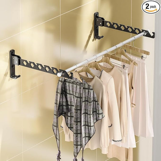 Dr.DJ Wall Mount Coat Hanger Holder Black Clothes Drying Organizer Rack Garment by DrDJ