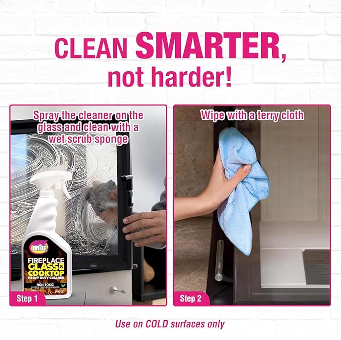 Quick N Brite Fireplace Glass Cleaner 24oz, Nonabrasive Cleaning Spray - Image 9