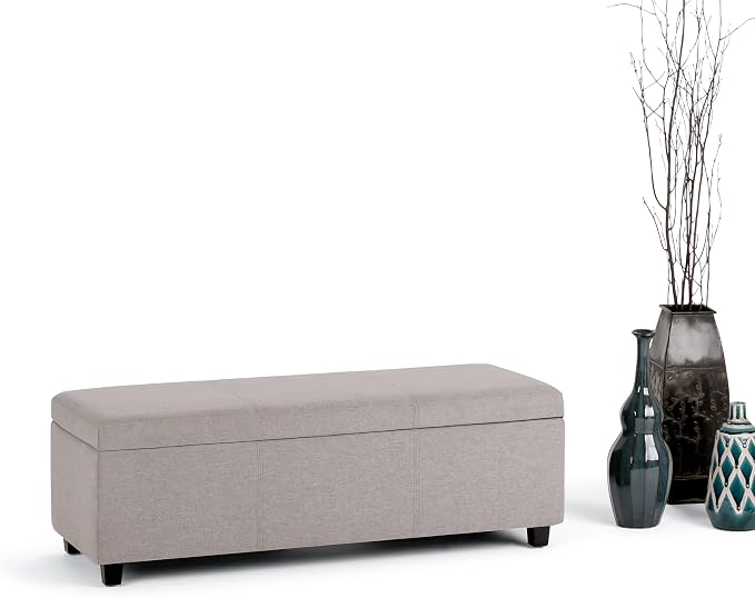 SIMPLIHOME Avalon 48 inch Wide Contemporary Rectangle Storage Ottoman Bench in - Image 4