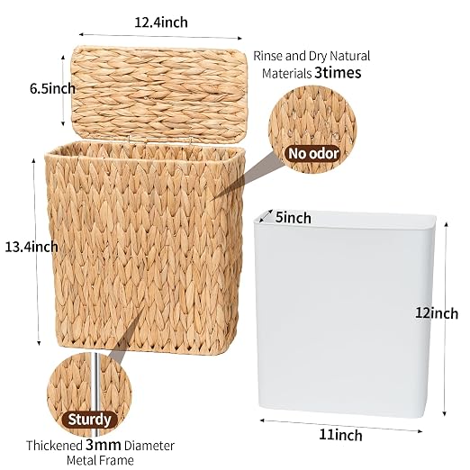 3 Gallon Wicker Trash Can, Small Bathroom Trash Can - Image 4