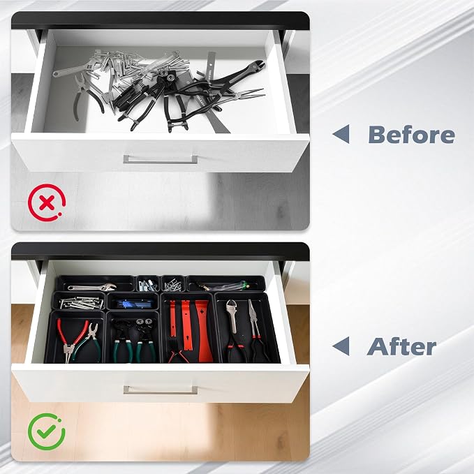 69PCS Large Plastic Interlocking Drawer Organizer, 5 Sizes Versatile Desk - Image 5