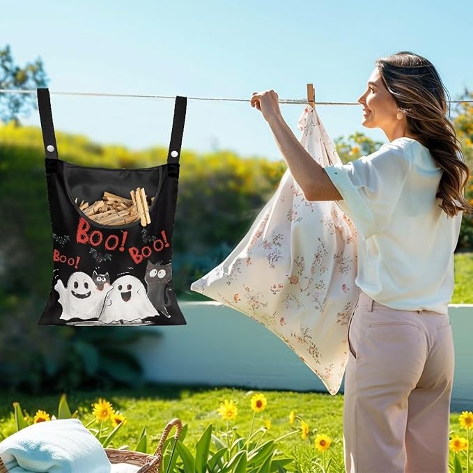 Cute Ghost Clothespin Bag Laundry Hanging Storage Organizer - Image 2