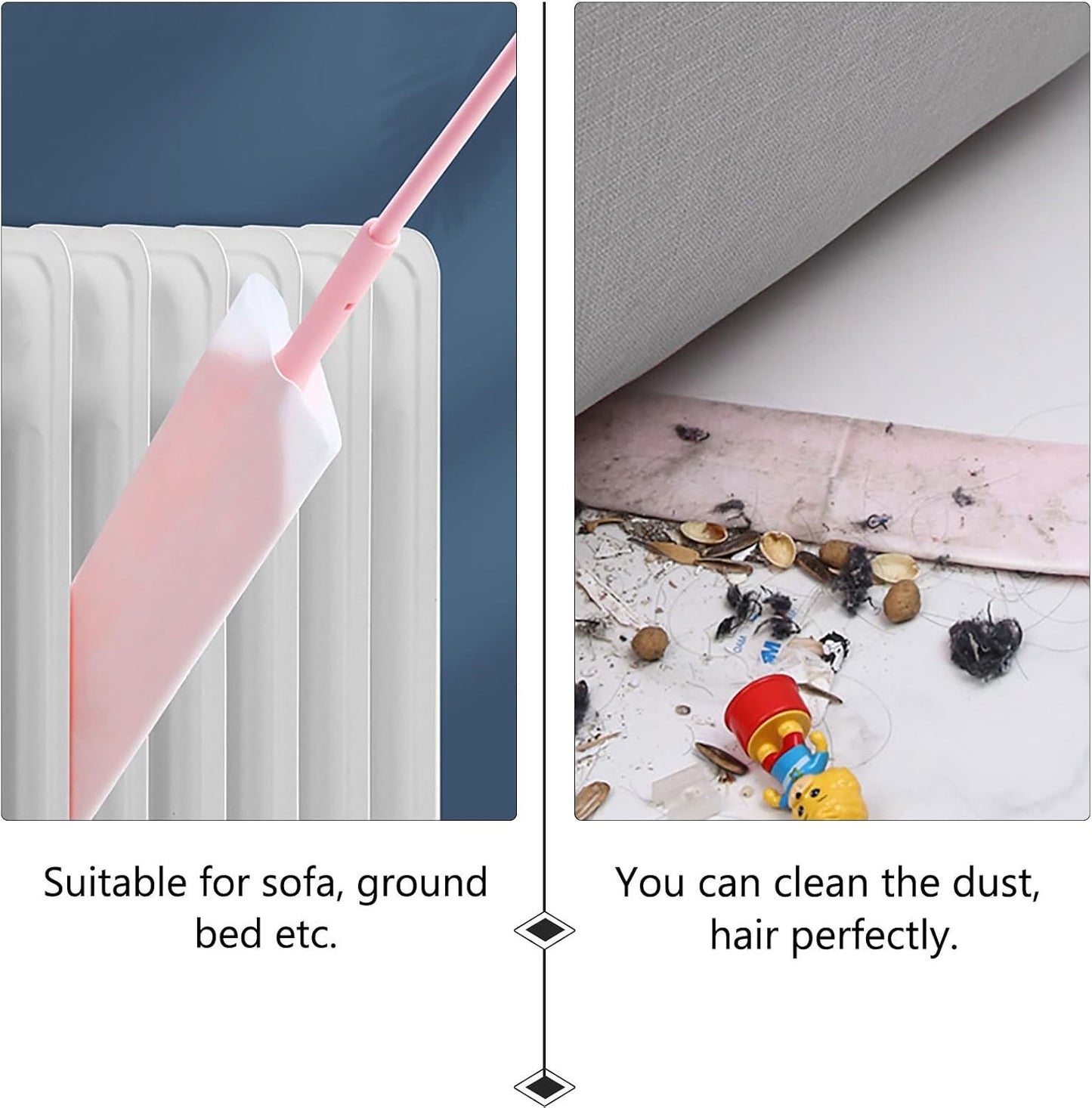 2pcs Home Dust Duster and Gap Dust Cleaning Brush Set with Extendable Handle, Non-Woven Fabric Sleeves, Comfortable Grip for Sofa and Floor Cleaning