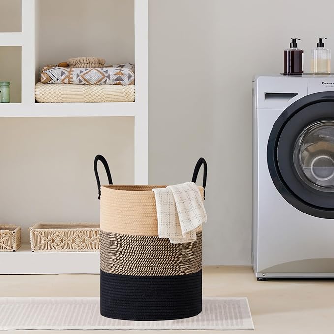 VIPOSCO Large Laundry Hamper, Tall Woven Rope Storage Basket - Image 7