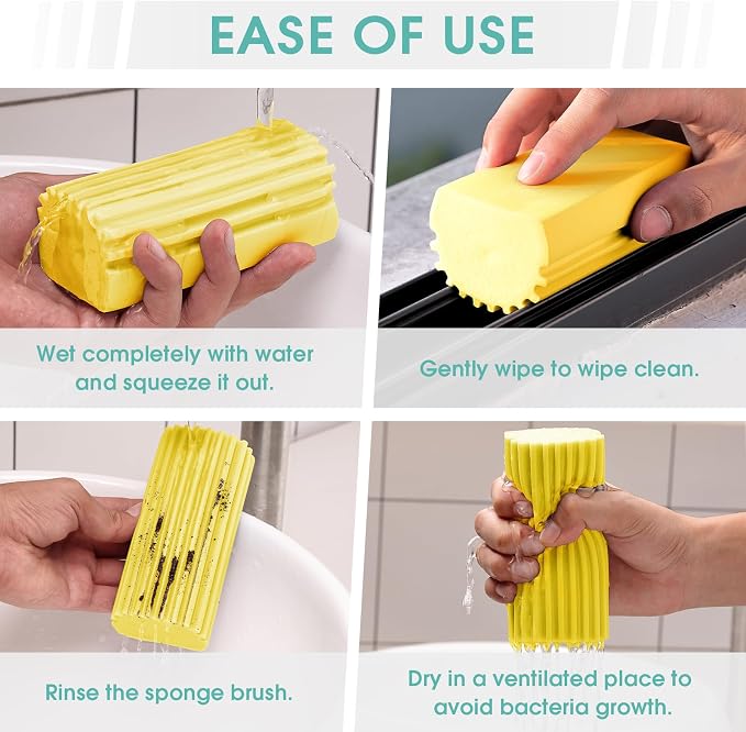 4 Pack Damp Dusting Sponge Duster, Reusable Household Cleaning Sponge Tool - Image 4
