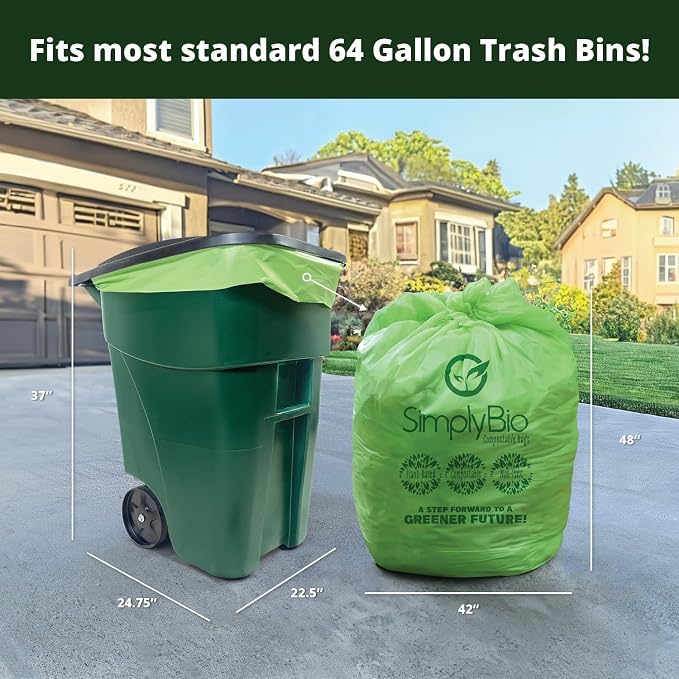 60-64 Gallon Compostable Trash Bags 12 Bags - Image 2