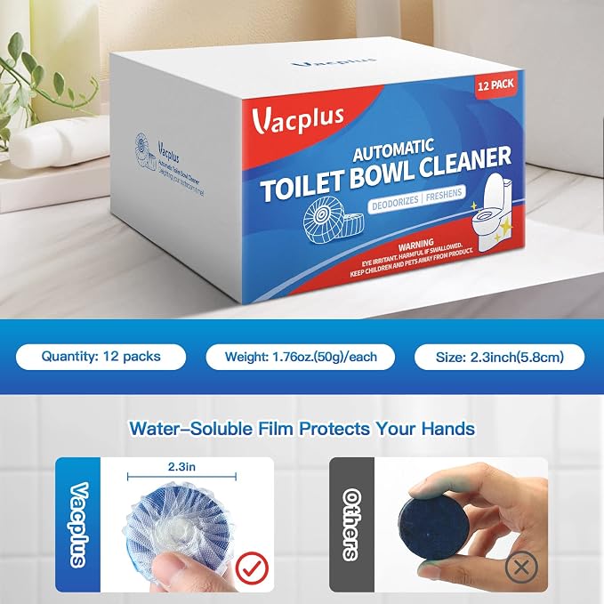 Vacplus Automatic Toilet Bowl Cleaner Tablets, Bathroom Toilet Tank Cleaner - Image 7