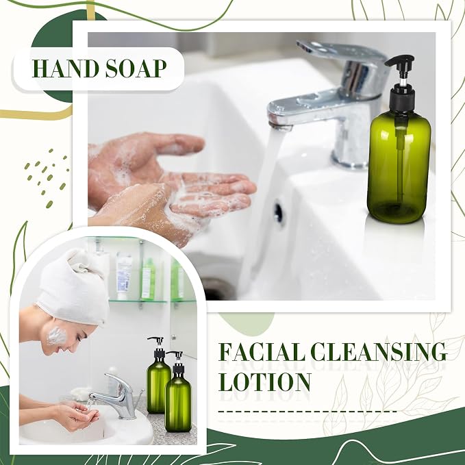 Tessco for you 12 Pack Green Soap Dispenser Empty Plastic Pump Bottles - Image 4