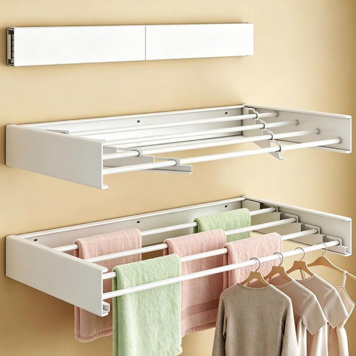 Wall Mounted Foldable Clothes Drying Rack with 60 lbs Supports
