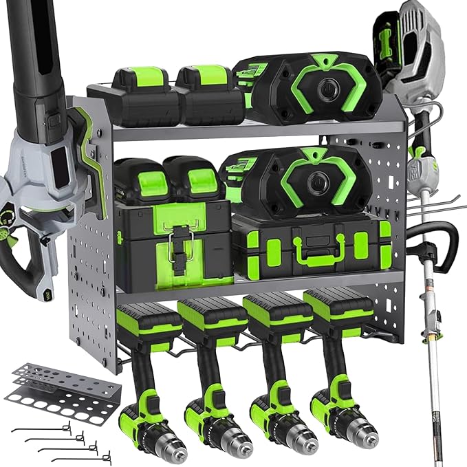 Wall Mount for EGO-Compatible Tools – 3-Layer Adjustable Garage Organizer by Unknown