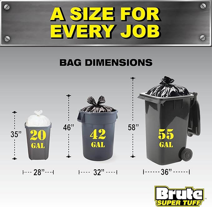 Heavy Duty Contractor Bags, Extra Large Trash Bags, Twist Tie Closure, 55 Gallon - Image 5