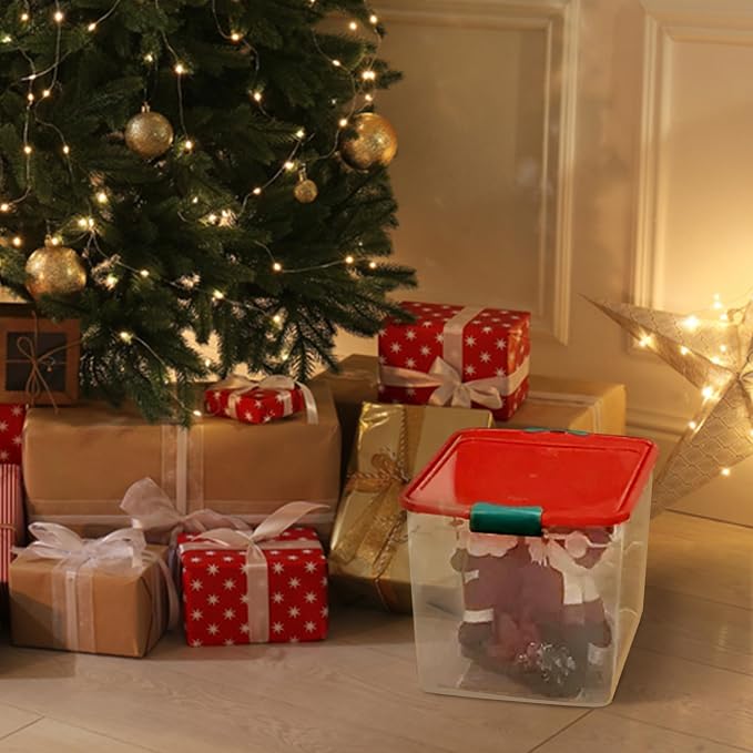 HOMZ 4-Pack Holiday Tote, Plastic Storage Organizer Bins - Image 9