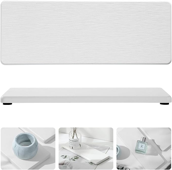 2PCS Bathroom Sink Trays, Water Absorbing Diatomite Stone Quick Drying Mat - Image 8