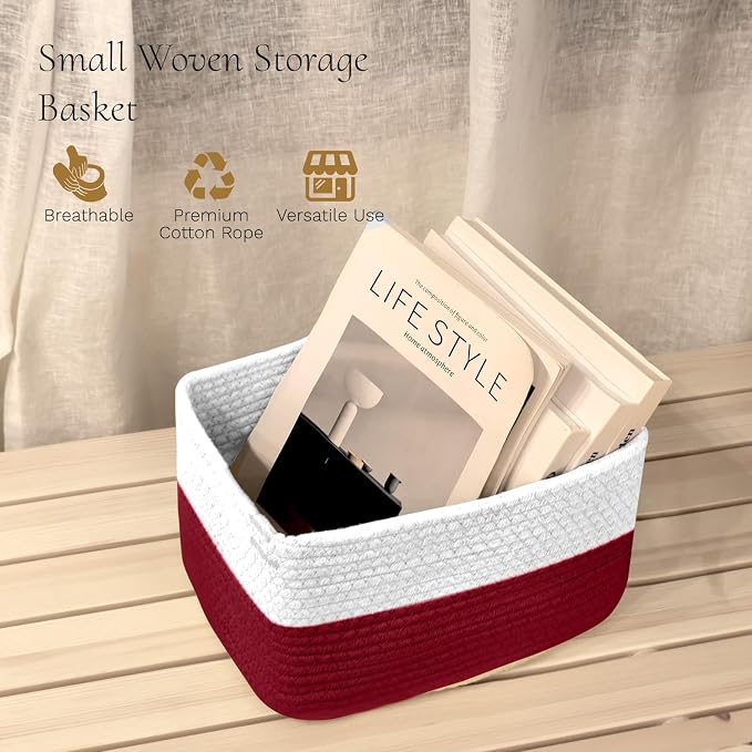Hopegiver Woven Storage Baskets 11x8x7 Inch, 3 Pack Collapsible Cube Storage Bin - Image 2