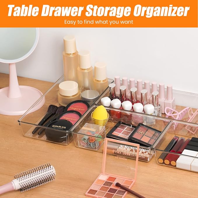 Criusia 22 Pcs Drawer Organizer Bins, Acrylic Non Slip Kitchen Drawer - Image 7