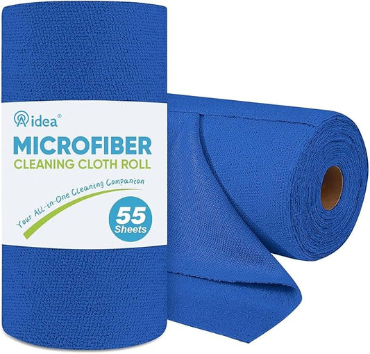 AIDEA Microfiber Cleaning Cloth Roll, Shop Towels 55 Sheets Washable, by AIDEAHOME