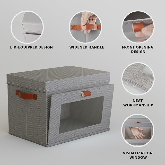 Large Storage Bins with Lids, Stackable&Collapsible Closet Storage Bins - Image 4