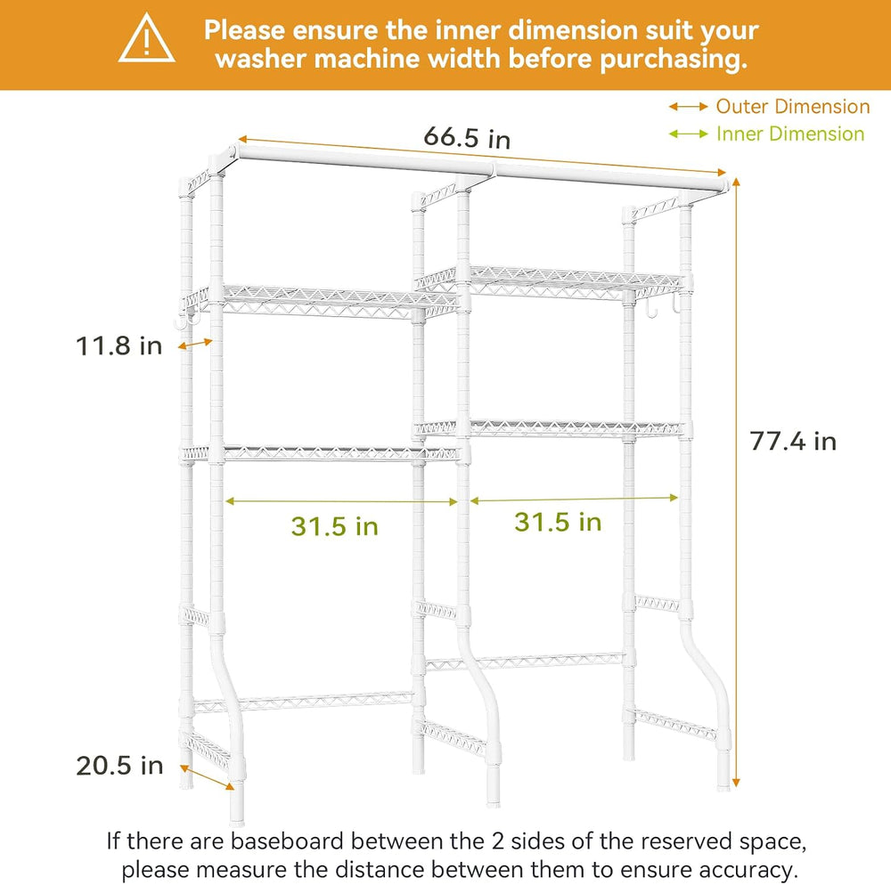 ULIFHOME U14 Over Washer and Dryer Storage Shelves, 4 Tiers Laundry Room Stor...