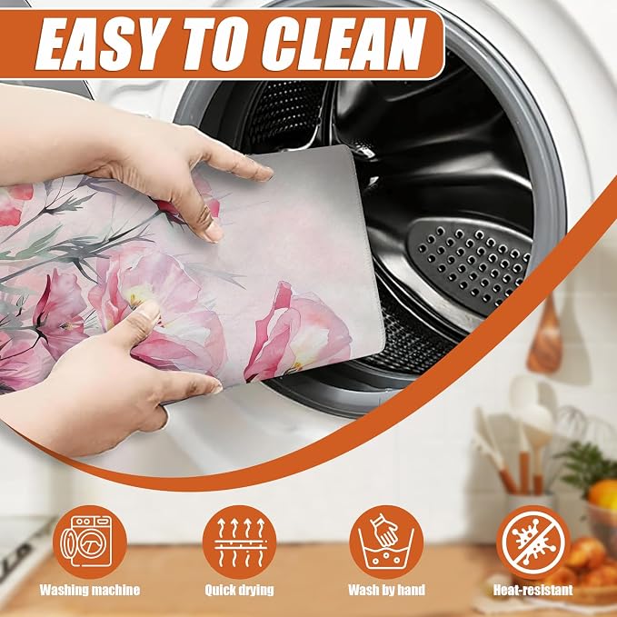 Pink Poppy Flower Dish Drying Mat - Image 4