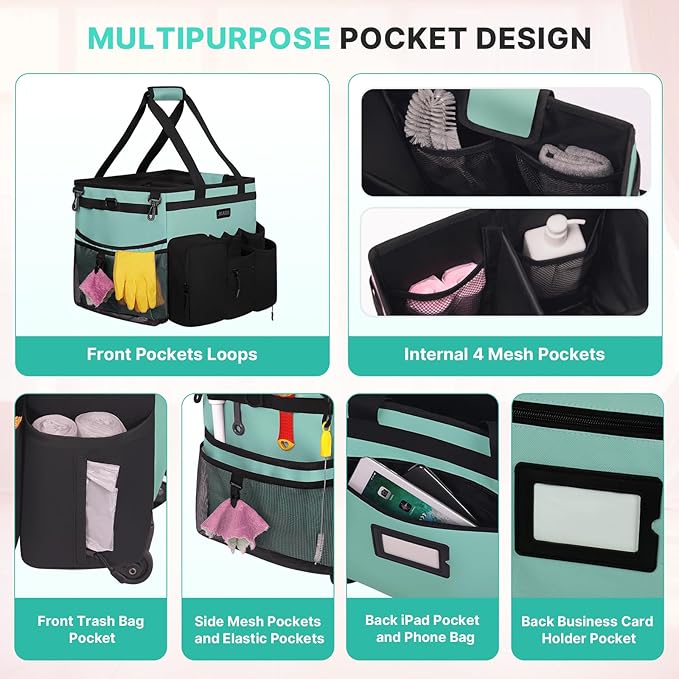 Large Rolling Cleaning Caddy Bag - Image 5