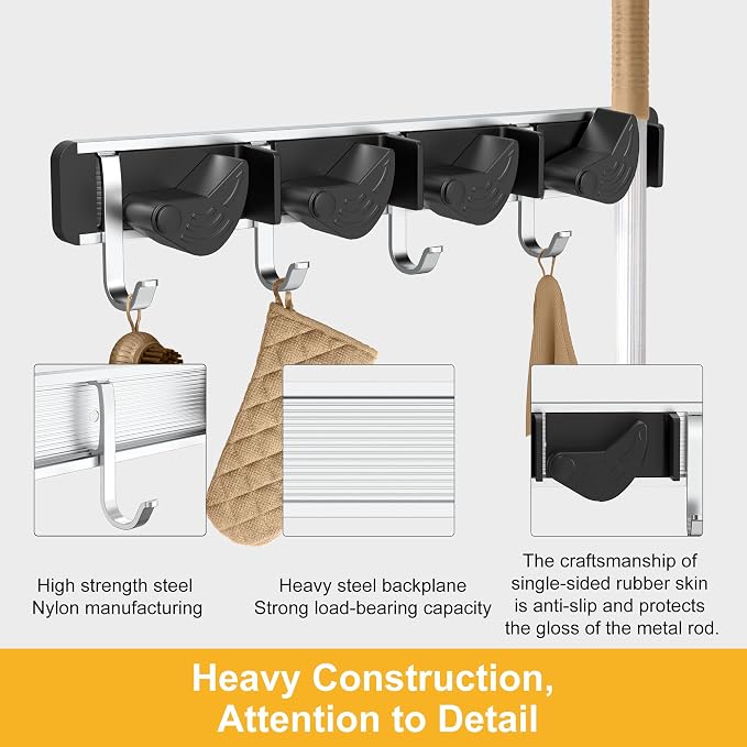 2-Pack Metal Mop Broom Holder Wall Mount - Image 3